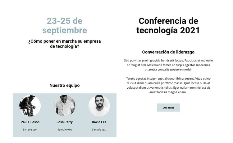 Conferencia de tecnología 2021 Maqueta de sitio web