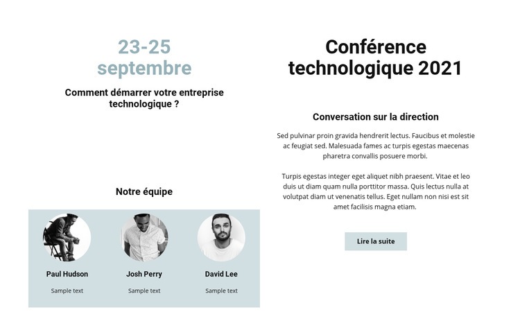 Conférence technologique 2021 Conception de site Web