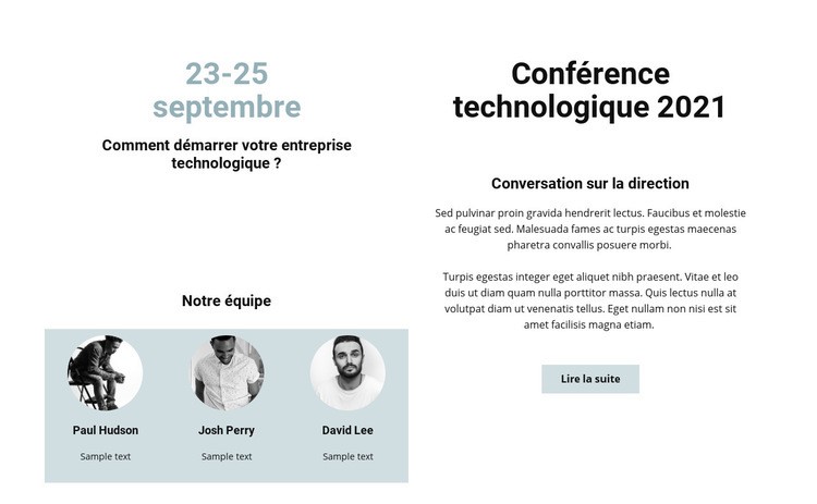 Conférence technologique 2021 Maquette de site Web