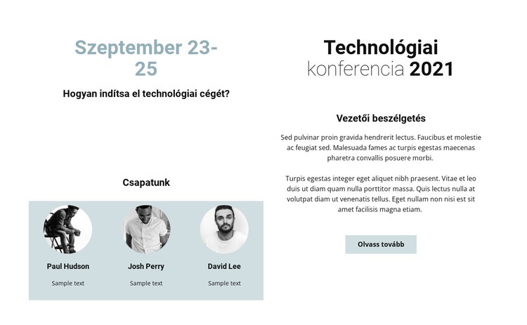 Technológiai konferencia 2021 Weboldal sablon