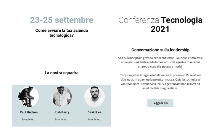 Conferenza tecnologica 2021 Modello CSS