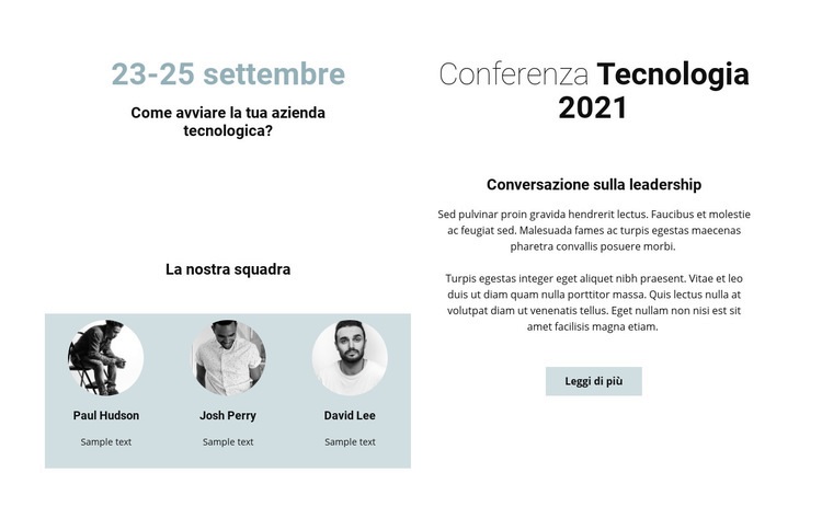 Conferenza tecnologica 2021 Un modello di pagina