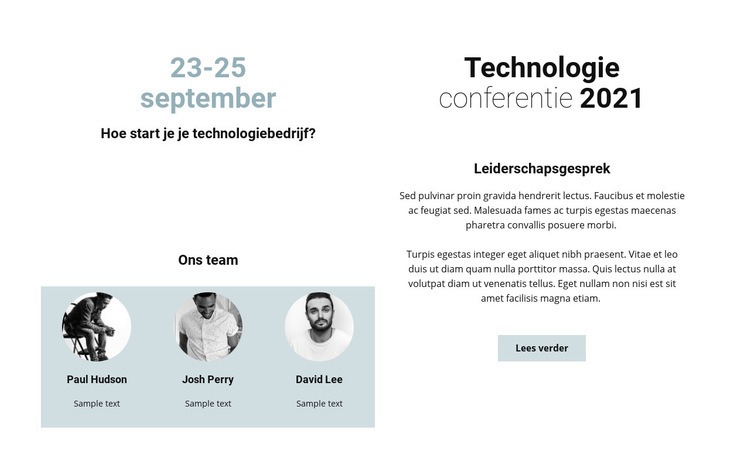 Technologieconferentie 2021 Website mockup