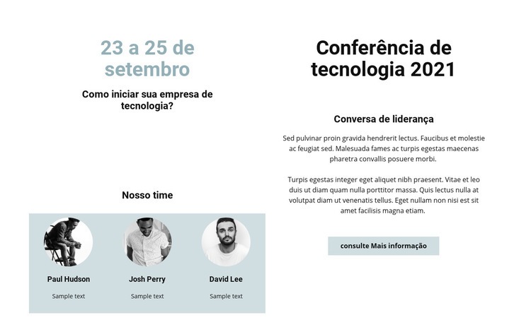 Conferência de tecnologia 2021 Maquete do site