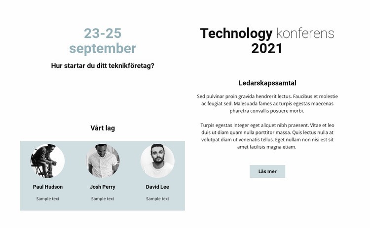 Teknikkonferens 2021 Hemsidedesign