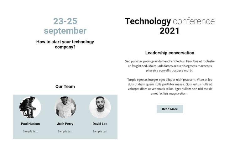 Technology conference 2021 Web Page Design