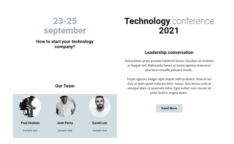 Technology conference 2021 Landing Page