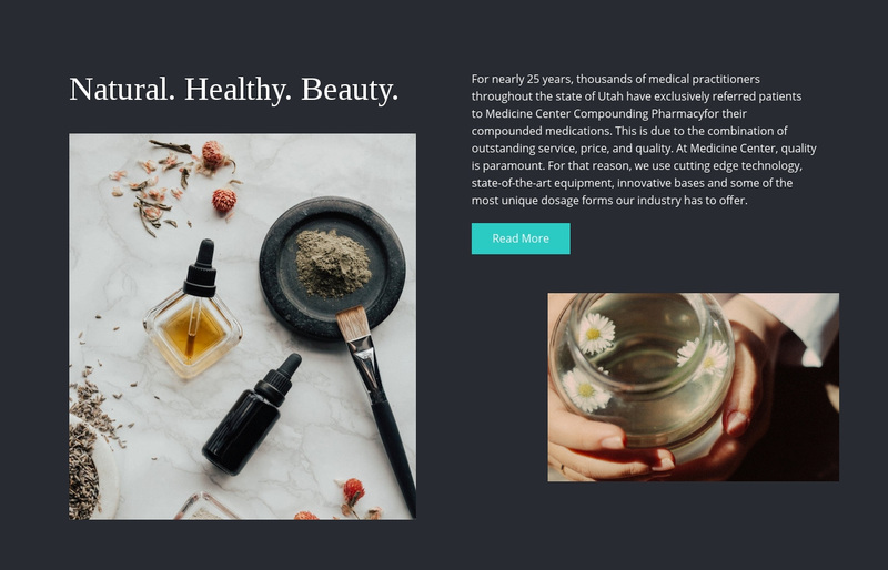Natural, healthy, beauty Web Page Design