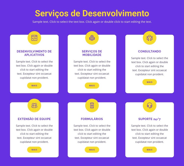 Desenvolvimento de aplicativos personalizados Maquete do site