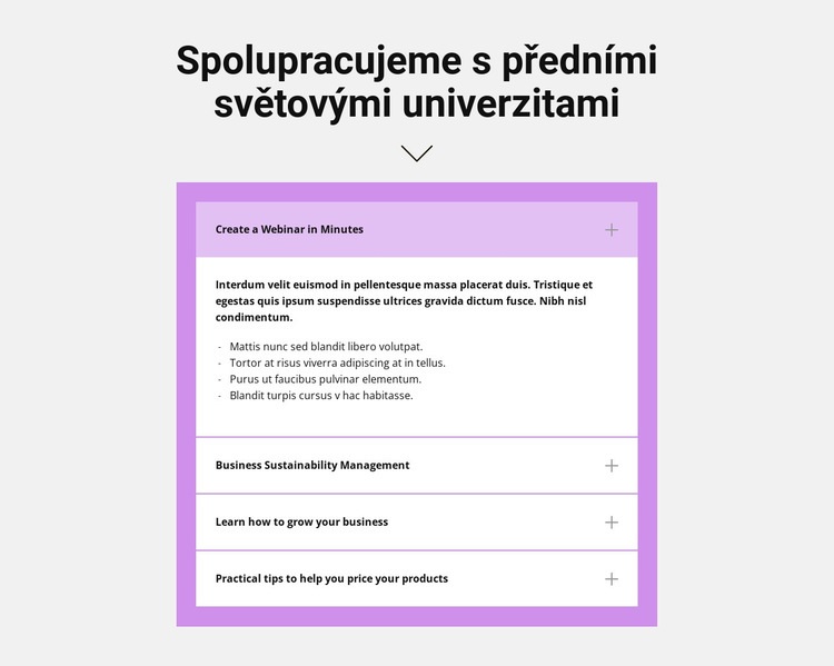 Titul a harmonika Šablona CSS