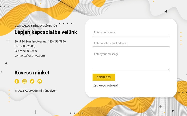 Kapcsolatok és űrlap HTML Sablon