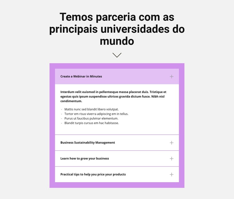 Título e acordeão Template CSS