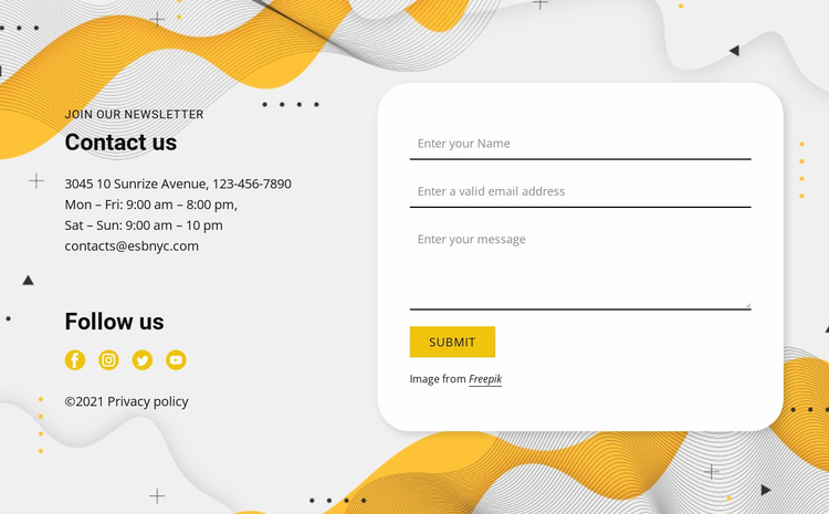 Contacts and form Landing Page
