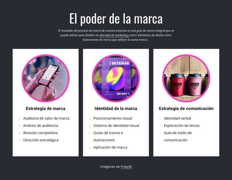 El poder de la marca Creador de sitios web HTML