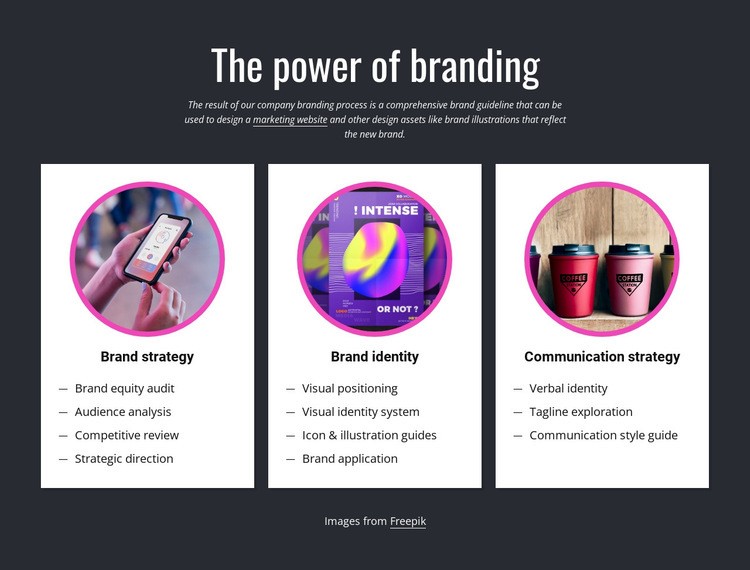 The power of branding Homepage Design
