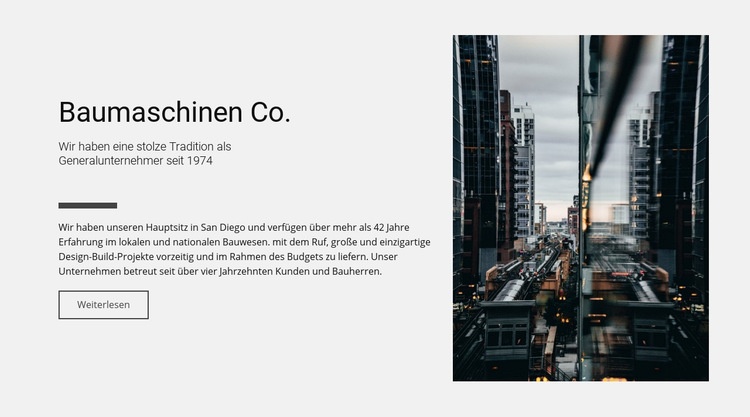 Baumaschinen Co. Website Builder-Vorlagen