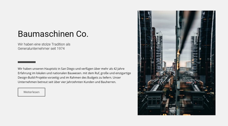 Baumaschinen Co. Landing Page