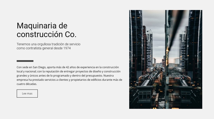 Maquinaria de construcción Co. Plantilla de una página