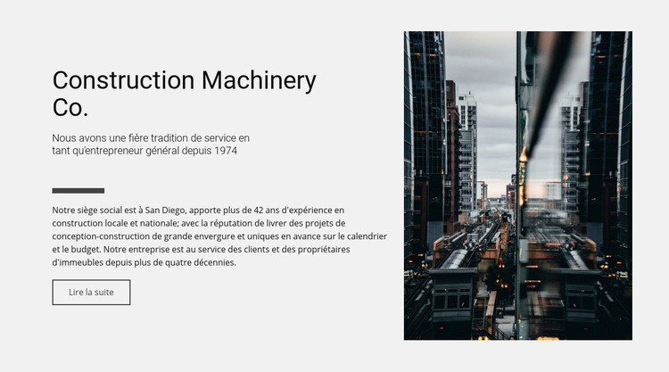 Machines de construction Co. Maquette de site Web