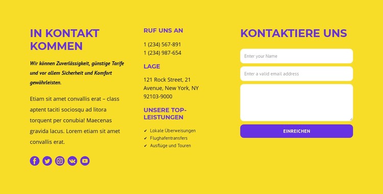 Klassischer Kontaktblock CSS-Vorlage