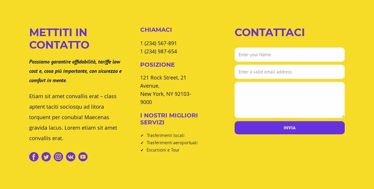 Blocco classico contattaci Progettazione di siti web