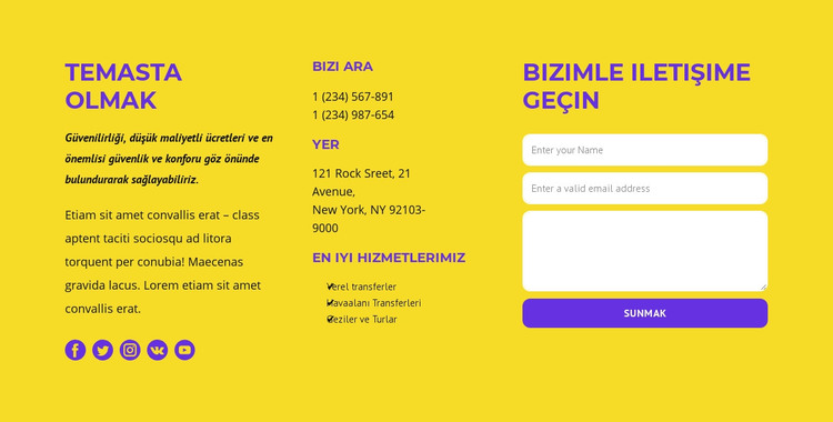 Klasik bize ulaşın bloğu HTML Şablonu