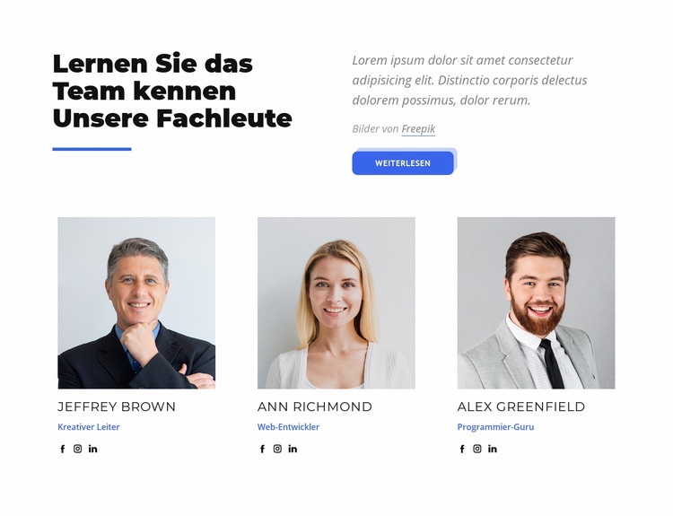 Lernen Sie das Team unserer Profis kennen HTML Website Builder