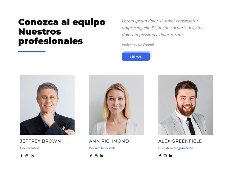 Conoce al equipo de nuestros profesionales Creador de sitios web HTML