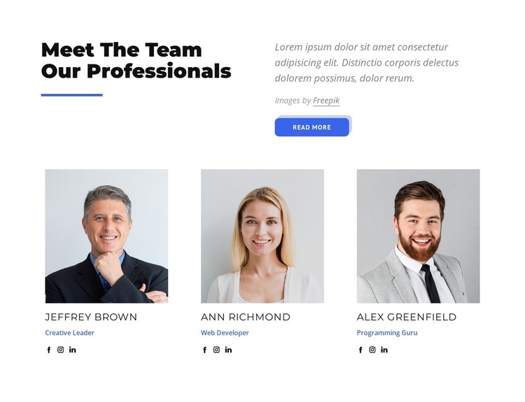 Meet the team our professionals HTML5 Template