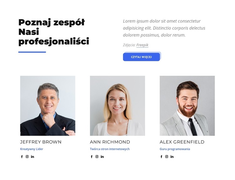 Poznaj zespół naszych profesjonalistów Szablon CSS