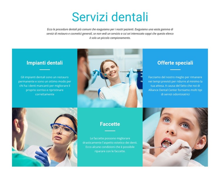 Servizi dentali Un modello di pagina