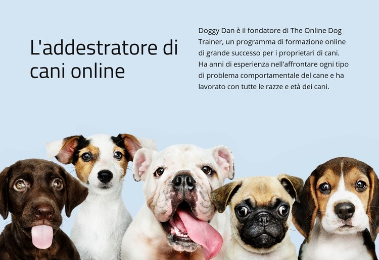 Addestratore di cani online Mockup del sito web