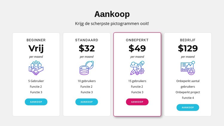 Prijsplan ontwerp Sjabloon voor één pagina