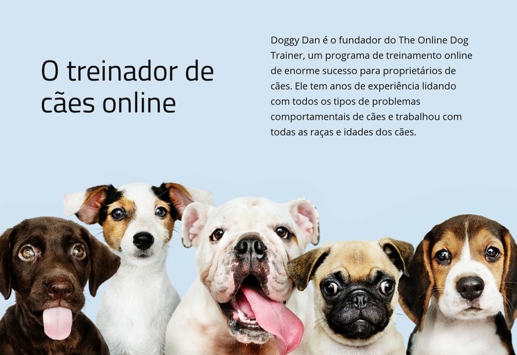 Treinador de cães online Maquete do site