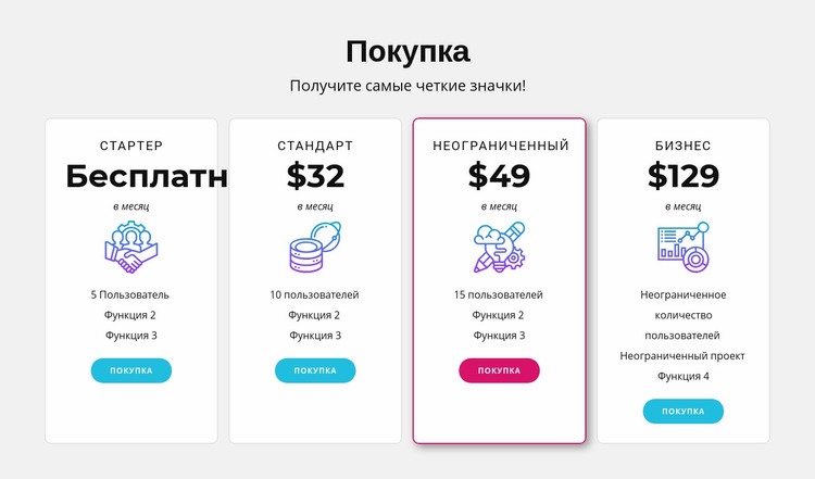 Разработка тарифного плана Целевая страница