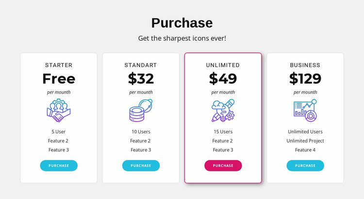 Pricing plan design eCommerce Template