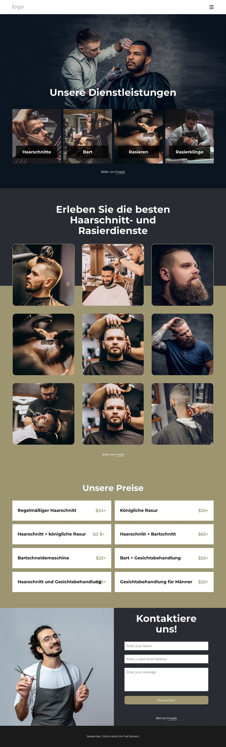 Beste Haarschnitt- und Rasurdienste CSS-Vorlage