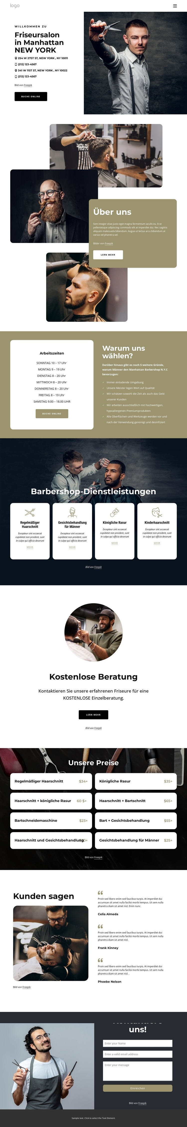 Friseursalon in Manhattan HTML Website Builder