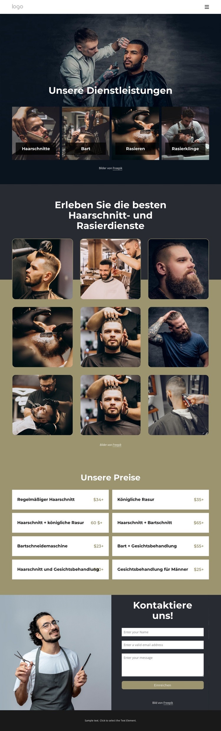 Beste Haarschnitt- und Rasurdienste Website design