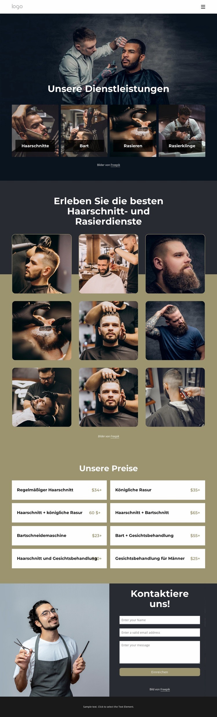 Beste Haarschnitt- und Rasurdienste Website-Modell