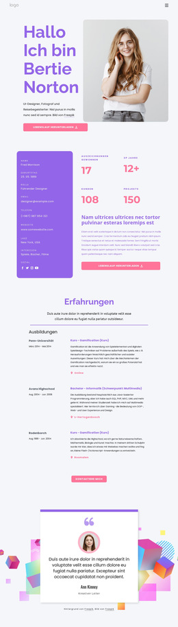 Persönliche Webseite – Fertiges Website-Design