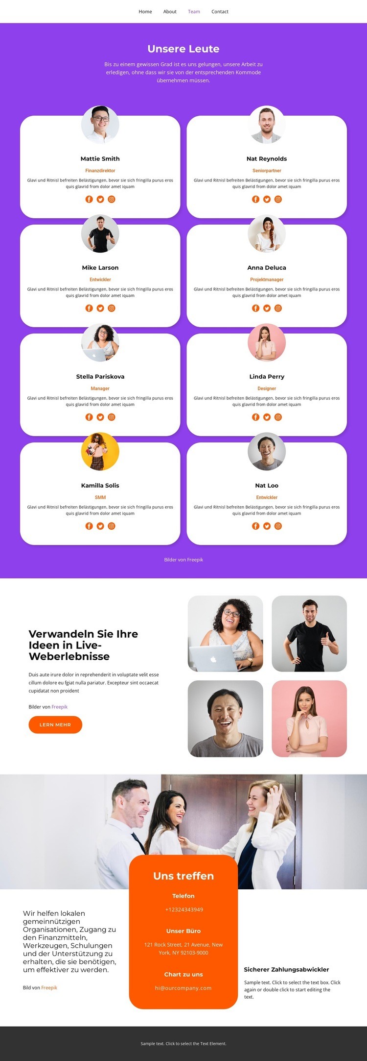 Dies ist Teil unseres Personals Landing Page