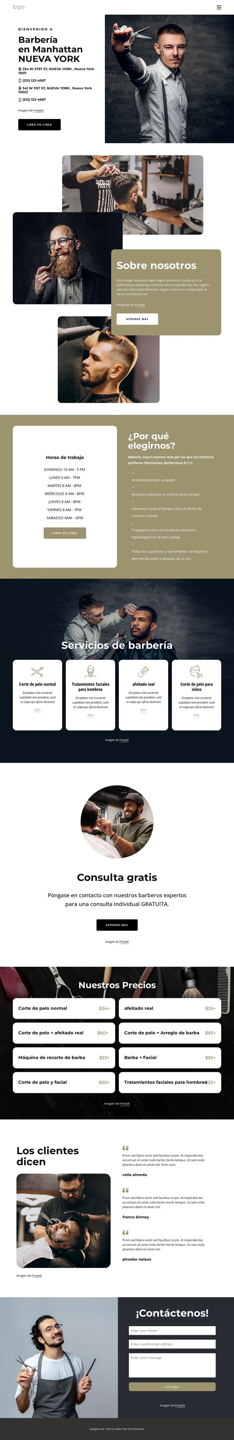 barbería manhattan Creador de sitios web HTML