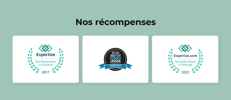 Récompenses du salon de coiffure Modèles de constructeur de sites Web