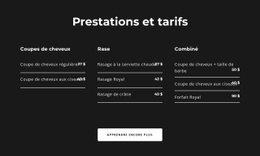 Prestations Et Tarifs - Free HTML Website Builder