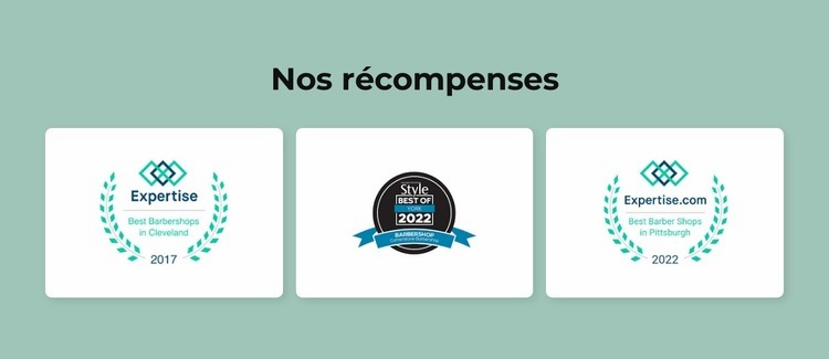 Récompenses du salon de coiffure Créateur de site Web HTML