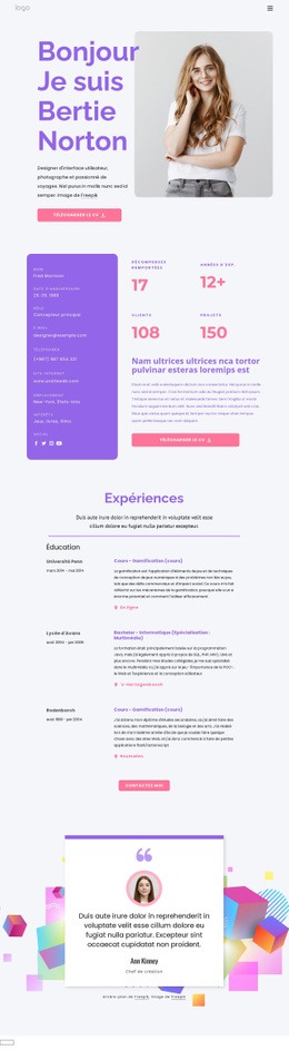 Site Web Personnel - Modèle HTML5 Simple