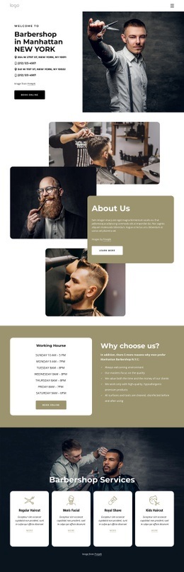 Manhattan Barbershop - Modern Homepage Design