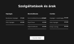 Reszponzív Websablon A Következőhöz: Szolgáltatások És Árak