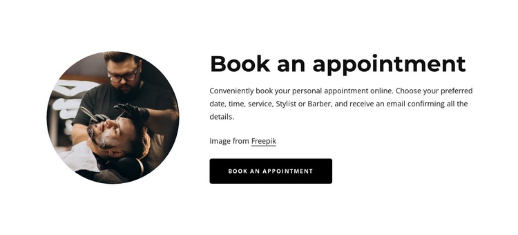 Book an appointment to barber Joomla Page Builder